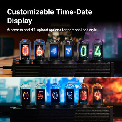 xCool Elekstube Nixie Tube Clock Style in Cyberpunk&Vintage Decor with Mood Lighting